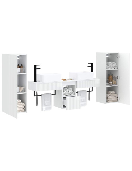 Set di mobili per il bagno 5 pz Bianco Lucido