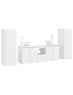 Set di mobili per il bagno 5 pz Bianco Lucido 2