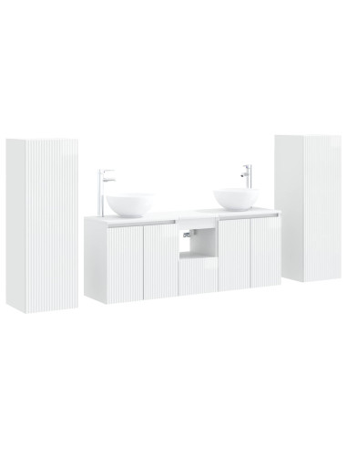 Set di mobili per il bagno 5 pz Bianco Lucido