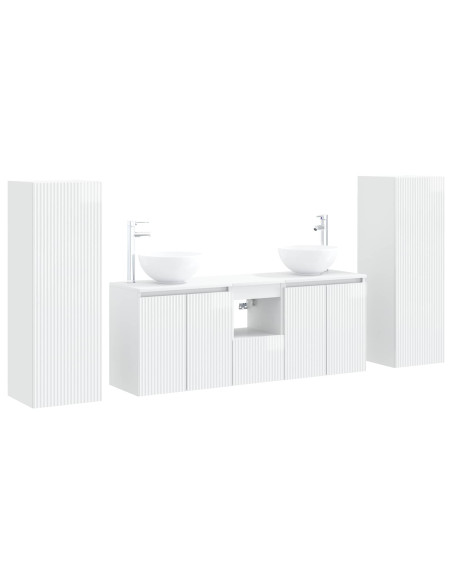 Set di mobili per il bagno 5 pz Bianco Lucido