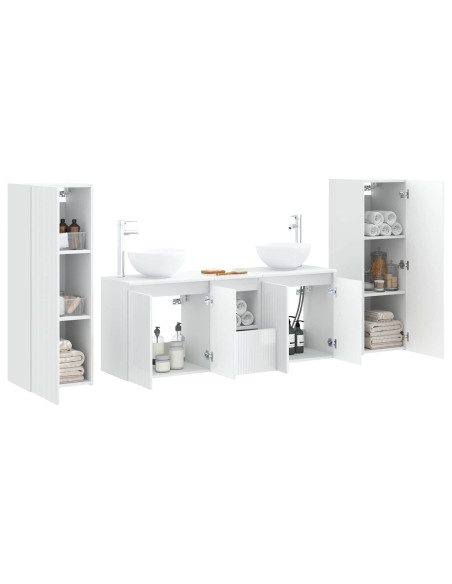 Set di mobili per il bagno 5 pz Bianco Lucido