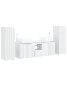 Set di mobili per il bagno 5 pz Bianco Lucido 2