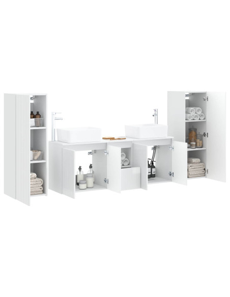 Set di mobili per il bagno 5 pz Bianco Lucido