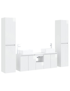 Set di mobili per il bagno 5 pz Bianco Lucido 2