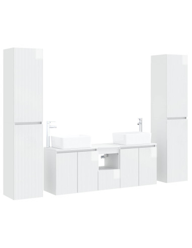 Set di mobili per il bagno 5 pz Bianco Lucido