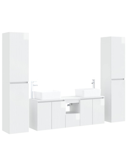 Set di mobili per il bagno 5 pz Bianco Lucido