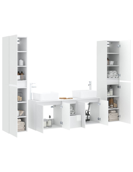 Set di mobili per il bagno 5 pz Bianco Lucido