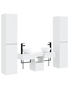 Set di mobili per il bagno 5 pz Bianco 33 x 34,5 x 160 cm 2