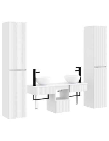Set di mobili per il bagno 5 pz Bianco 33 x 34,5 x 160 cm