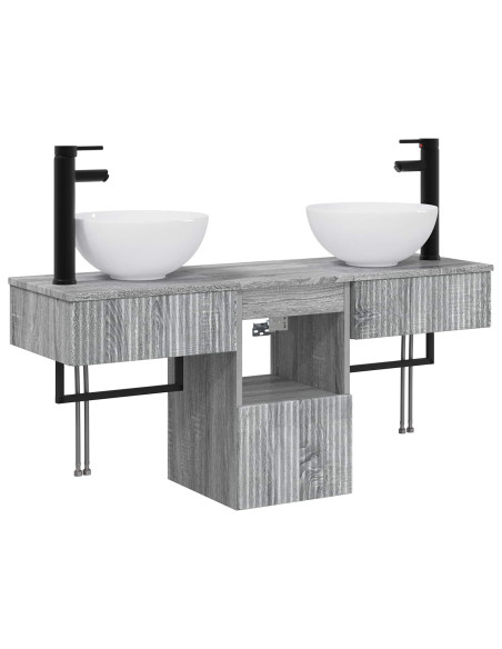 Set di mobili per il bagno 3 pz Sonoma grigio