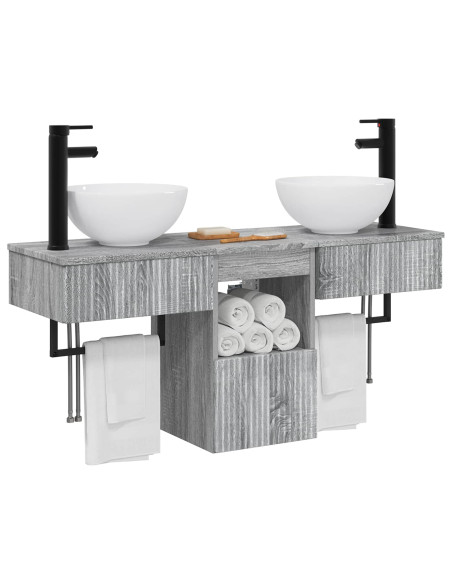 Set di mobili per il bagno 3 pz Sonoma grigio