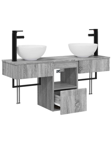 Set di mobili per il bagno 3 pz Sonoma grigio