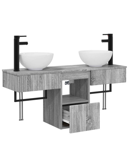 Set di mobili per il bagno 3 pz Sonoma grigio
