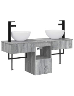 Set di mobili per il bagno 3 pz Sonoma grigio 2