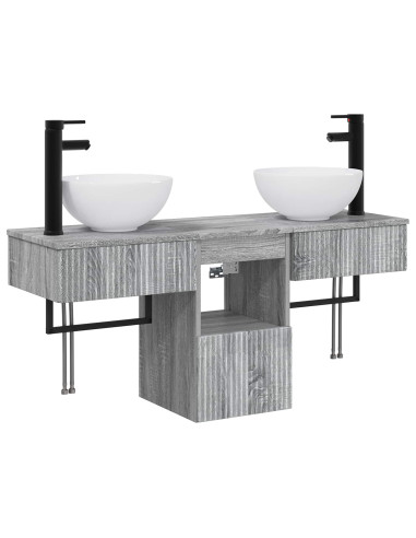 Set di mobili per il bagno 3 pz Sonoma grigio