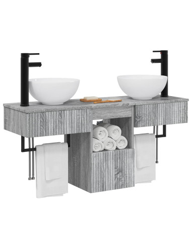 Set di mobili per il bagno 3 pz Sonoma grigio