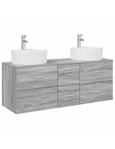 Set di mobili per il bagno 3 pz Sonoma grigio 2