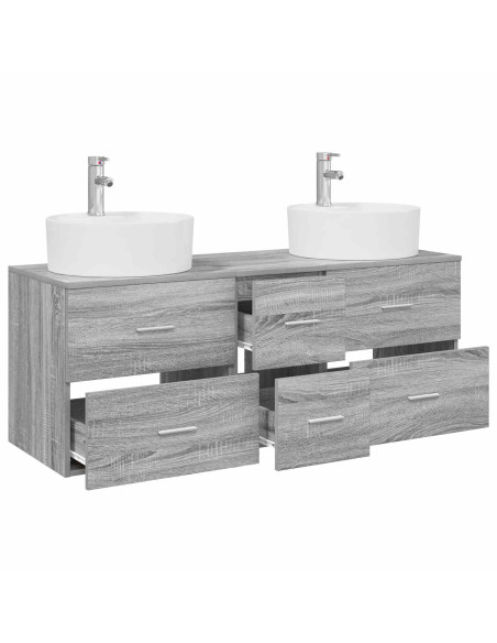 Set di mobili per il bagno 3 pz Sonoma grigio
