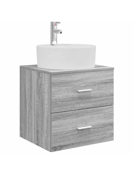 Set di mobili per il bagno 3 pz Sonoma grigio