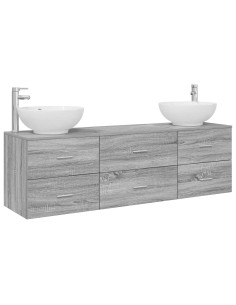 Set di mobili per il bagno 3 pz Sonoma grigio 2