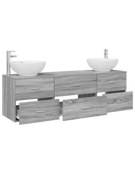 Set di mobili per il bagno 3 pz Sonoma grigio
