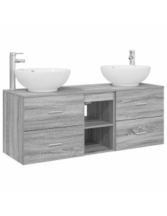 Set di mobili per il bagno 3 pz Sonoma grigio 2