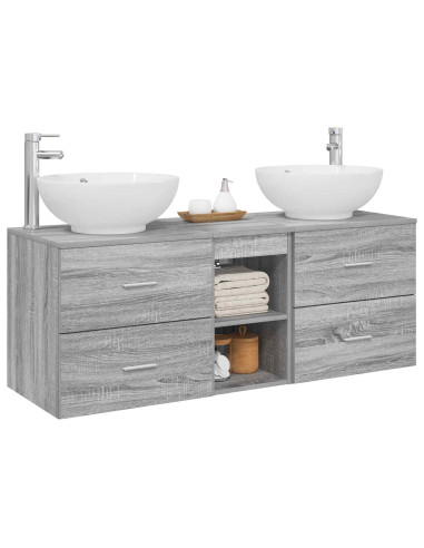Set di mobili per il bagno 3 pz Sonoma grigio