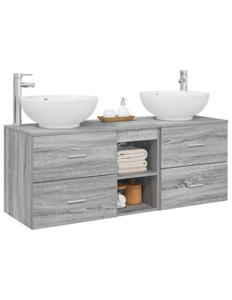 Set di mobili per il bagno 3 pz Sonoma grigio