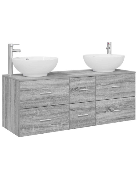Set di mobili per il bagno 3 pz Sonoma grigio