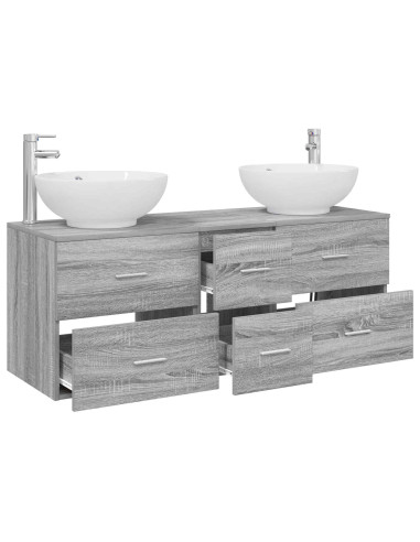 Set di mobili per il bagno 3 pz Sonoma grigio