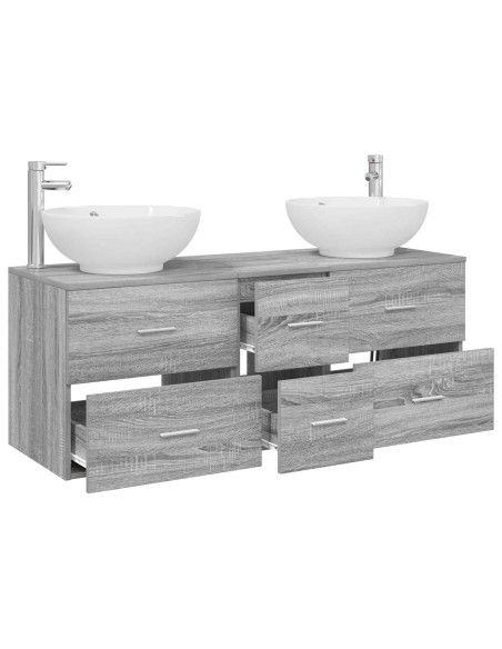 Set di mobili per il bagno 3 pz Sonoma grigio