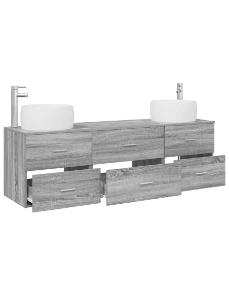 Set di mobili per il bagno 3 pz Sonoma grigio