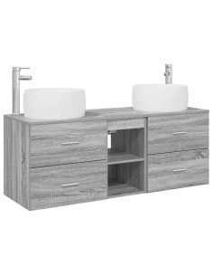 Set di mobili per il bagno 3 pz Sonoma grigio 2