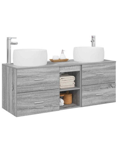 Set di mobili per il bagno 3 pz Sonoma grigio