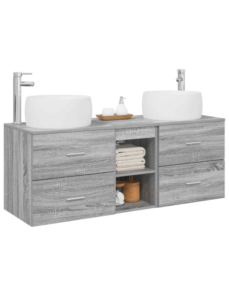 Set di mobili per il bagno 3 pz Sonoma grigio