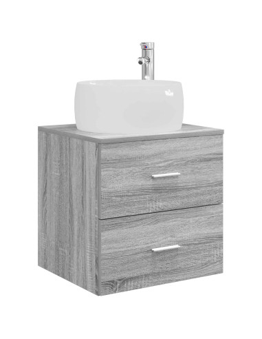 Set di mobili per il bagno 3 pz Sonoma grigio