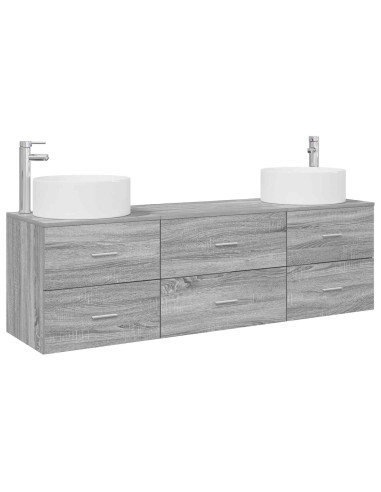 Set di mobili per il bagno 3 pz Sonoma grigio