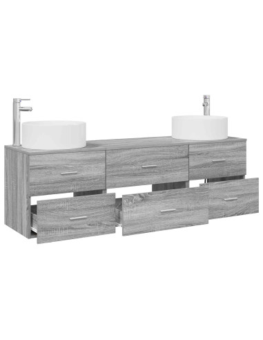 Set di mobili per il bagno 3 pz Sonoma grigio