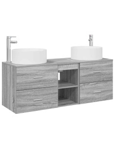Set di mobili per il bagno 3 pz Sonoma grigio 2