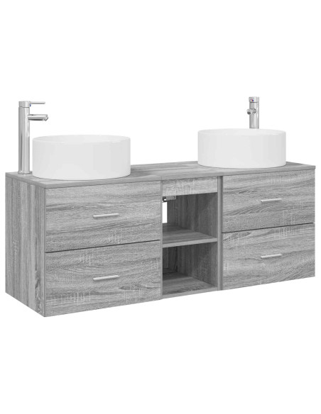 Set di mobili per il bagno 3 pz Sonoma grigio