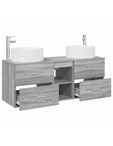 Set di mobili per il bagno 3 pz Sonoma grigio