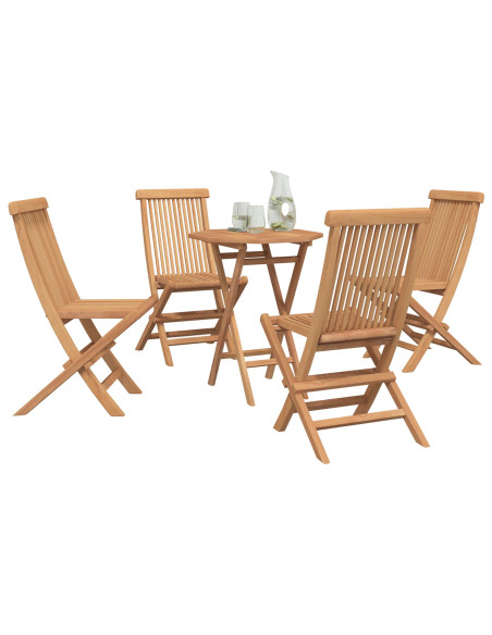 Set da Giardino 5 pz Marrone Legno Teak Massello