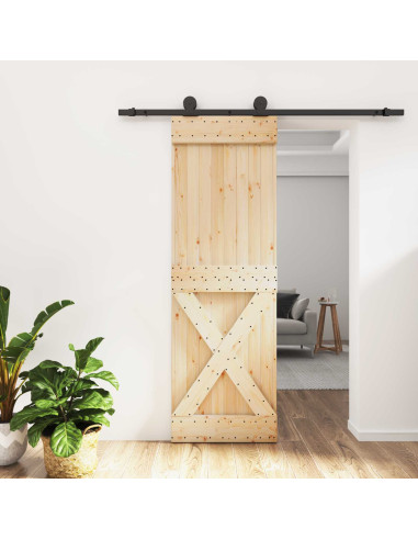 Porta scorrevole Naturale e Nero 70 x 210 cm