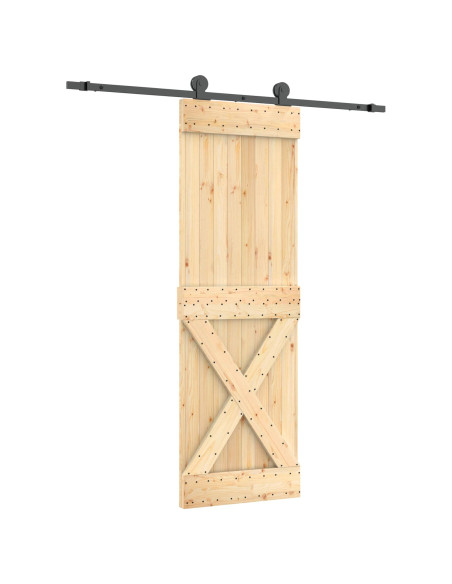 Porta scorrevole Naturale e Nero 70 x 210 cm