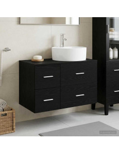 Set di mobili per il bagno 2 pz Rovere Nero