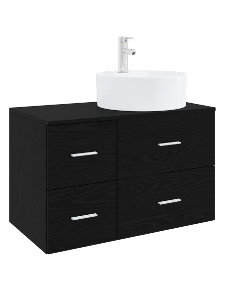 Set di mobili per il bagno 2 pz Rovere Nero