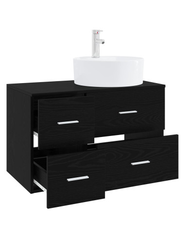 Set di mobili per il bagno 2 pz Rovere Nero