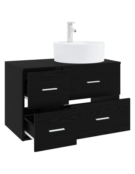 Set di mobili per il bagno 2 pz Rovere Nero