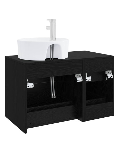 Set di mobili per il bagno 2 pz Rovere Nero