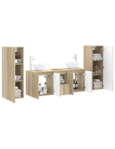 Set di mobili per il bagno 5 pz Rovere Sonoma